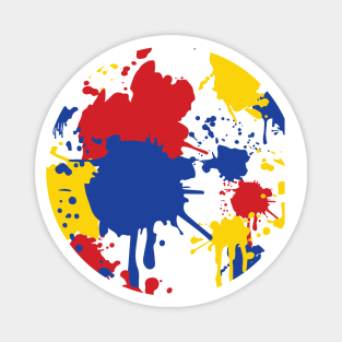 Splatter Paint Primary Colors Pattern: Red, Blue, and Yellow Magnet